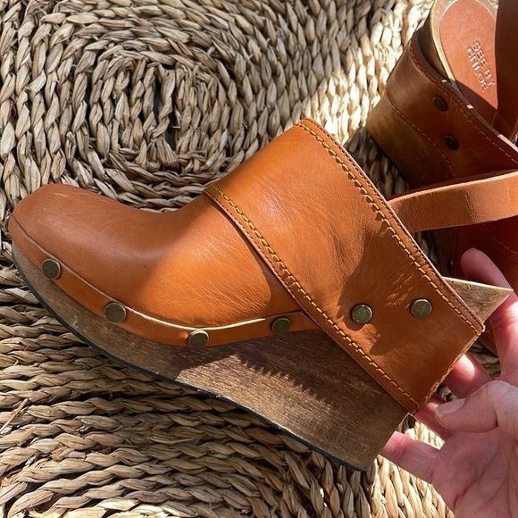 SeeByChloe Tan leather 3” wedge sling back Sz 39 - Picture 6 of 16